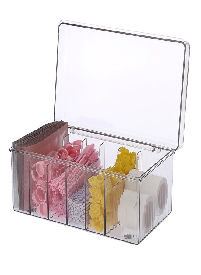 ELLDOO Lash Cart Organizer For Lash Techs, Acrylic Lashes Extension Box, Large Capacity False Eyelash Supplies Organizer Storage Box, Separated Lashes Supplies Container with Lid - Image 1